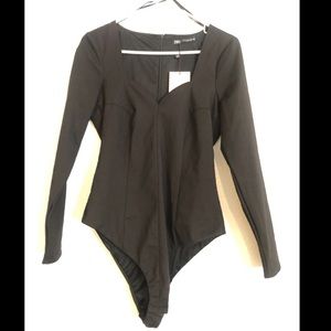 Zara long sleeve sweetheart neckline bodysuit Sz XL